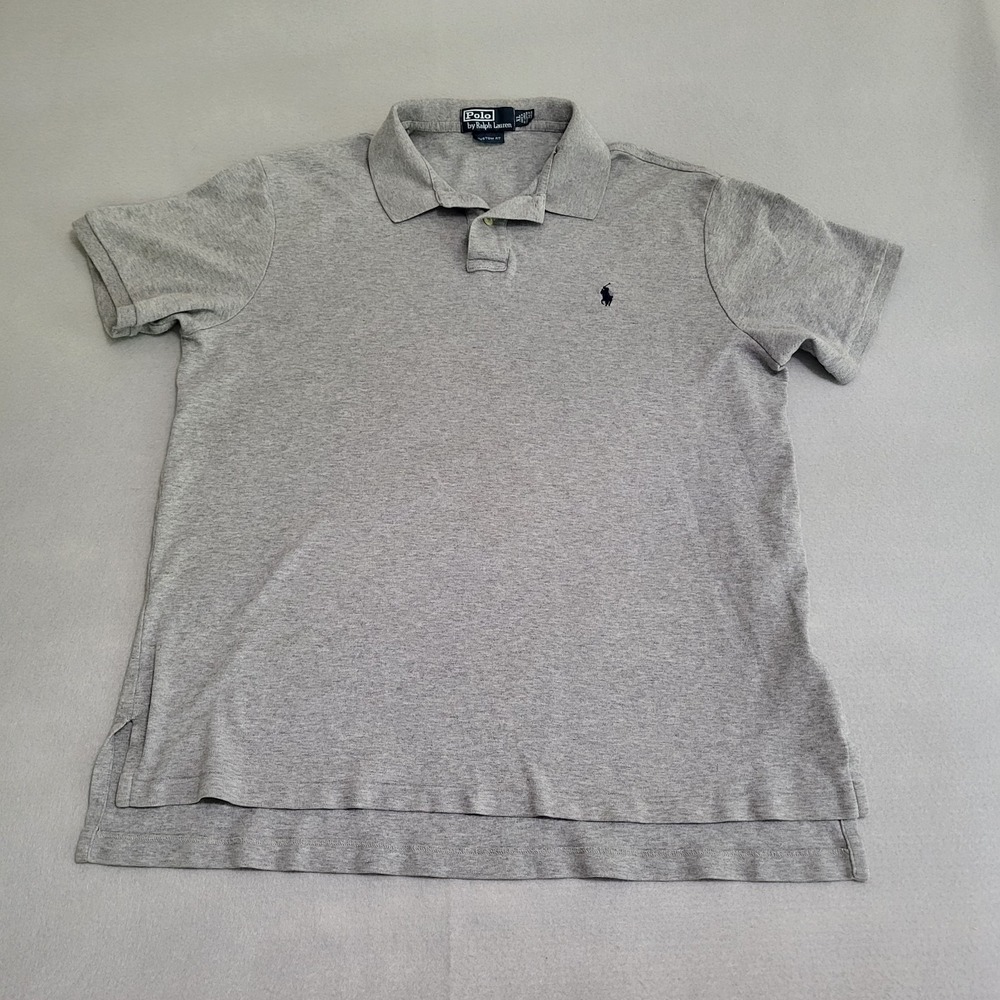 Polo Ralph Lauren Gray Short Sleeve Polo Shirt Men's XL Custom Fit 100% Cotton